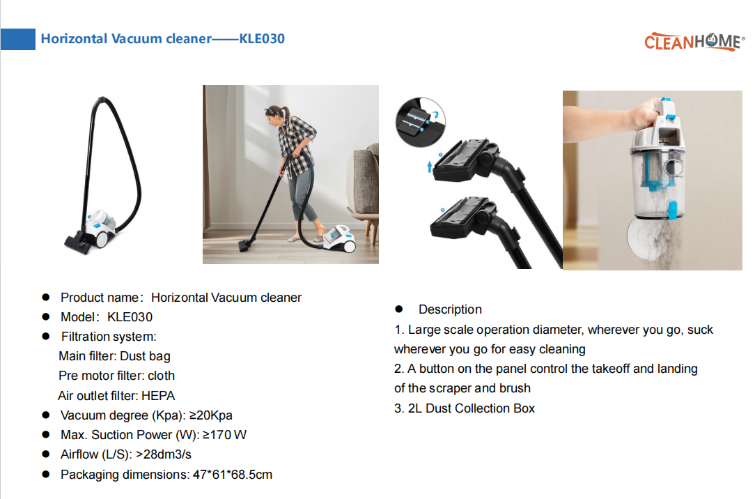 nsions: 47*61*68.5cm Horizontal Vacuum cleaner——KLE030-1 pic 1