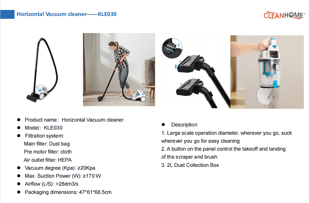 nsions: 47*61*68.5cm Horizontal Vacuum cleaner——KLE030 pic 1