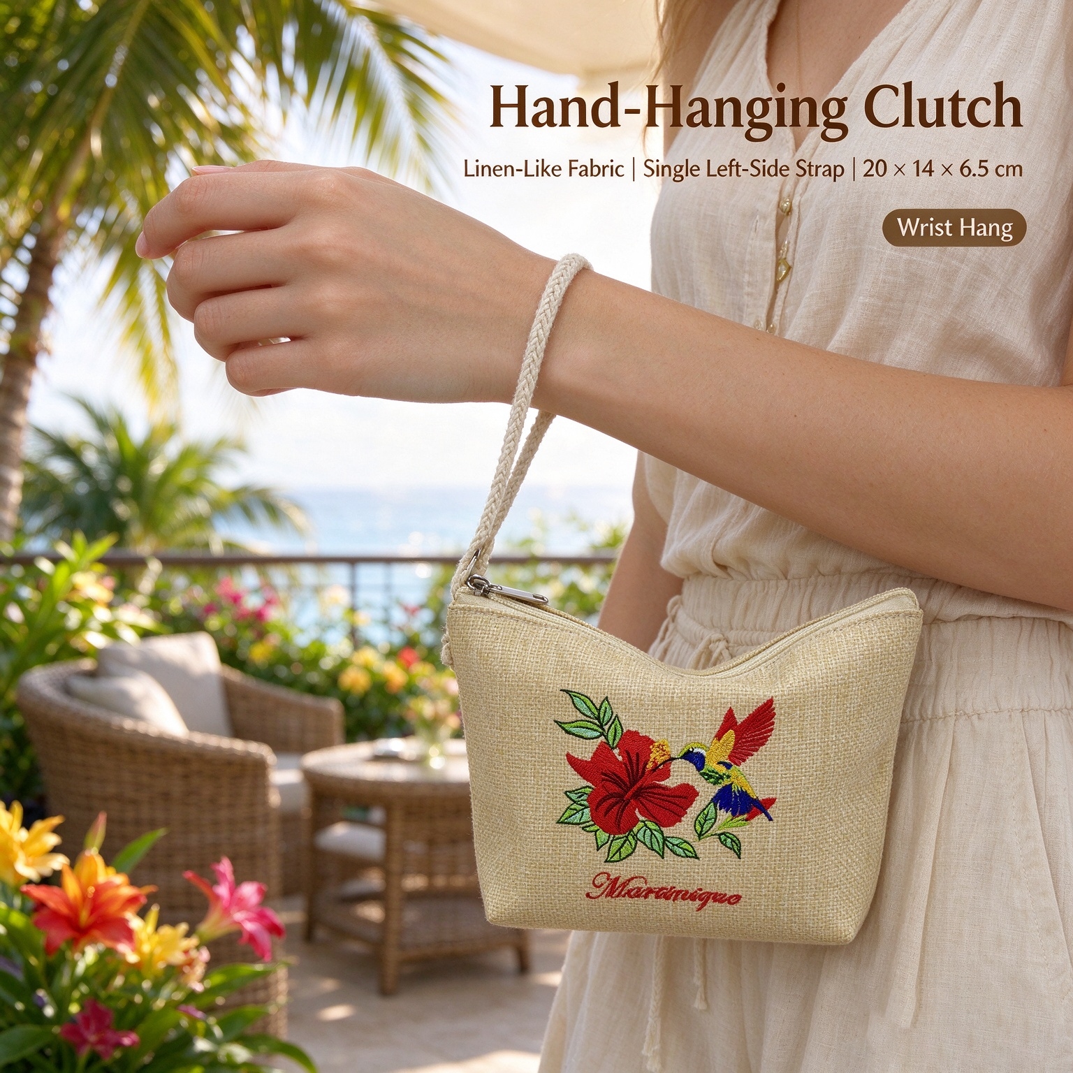 OEM Custom Embroidere Flower Linen Clutch Bag zipper Purse  Application Scenario