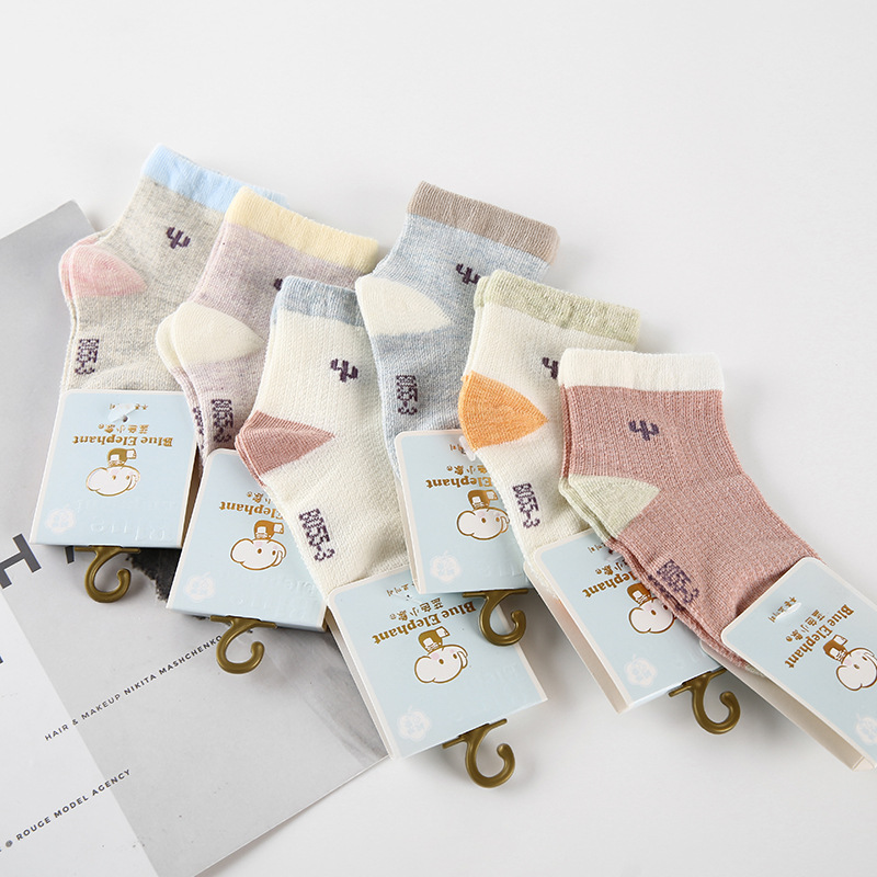 义乌好货 蓝色小象春夏薄棉儿童袜子无骨纯棉宝宝袜可爱卡通婴儿袜子批发-1006/32790详情图6