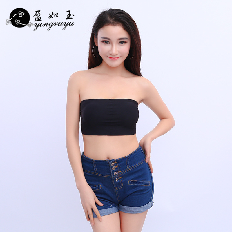 Yiwu Good Goods Korean Version Of Fashion Sexy Strapless Chest New Seamless Lace Wrapped Chest Girl Water-Soluble Flower Anti-Stripping Vest -1006/48302
