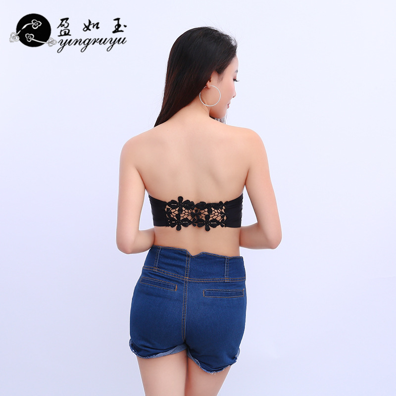Yiwu Good Goods Korean Version Of Fashion Sexy Strapless Chest New Seamless Lace Wrapped Chest Girl Water-Soluble Flower Anti-Stripping Vest -1006/48302 undefined