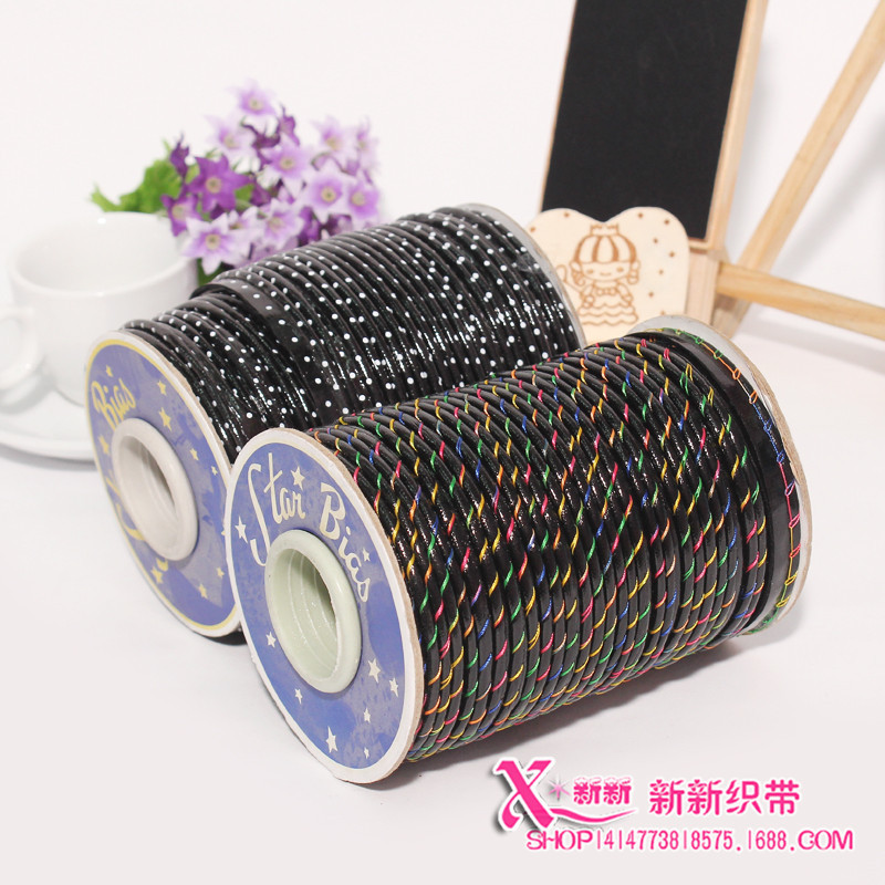 义乌好货 黑色圆点缎带绸带织带布彩带 婚庆礼品包装细丝带批发整卷装-1006/41296产品图
