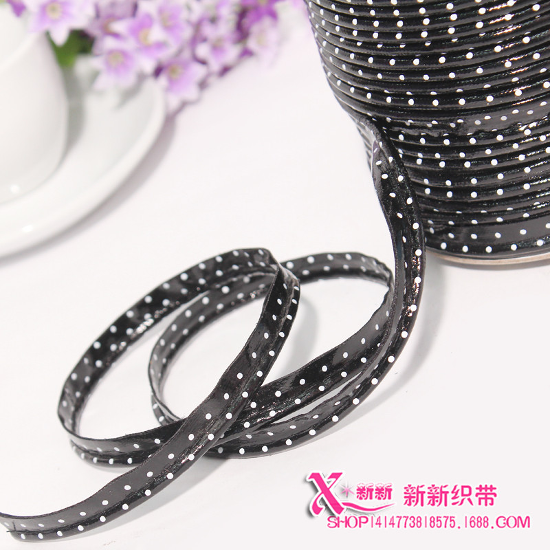 义乌好货 黑色圆点缎带绸带织带布彩带 婚庆礼品包装细丝带批发整卷装-1006/41296白底实物图