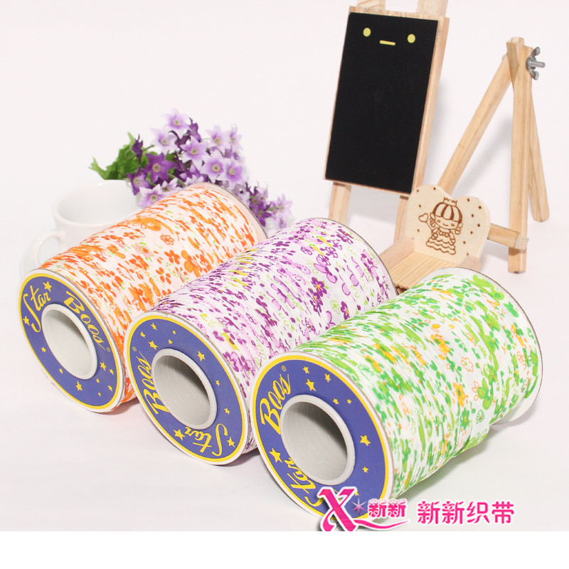 义乌好货 印花涤纶织带彩带 印刷鲜花图案彩带包装绳 小卷包装彩色丝带批发-1006/41296