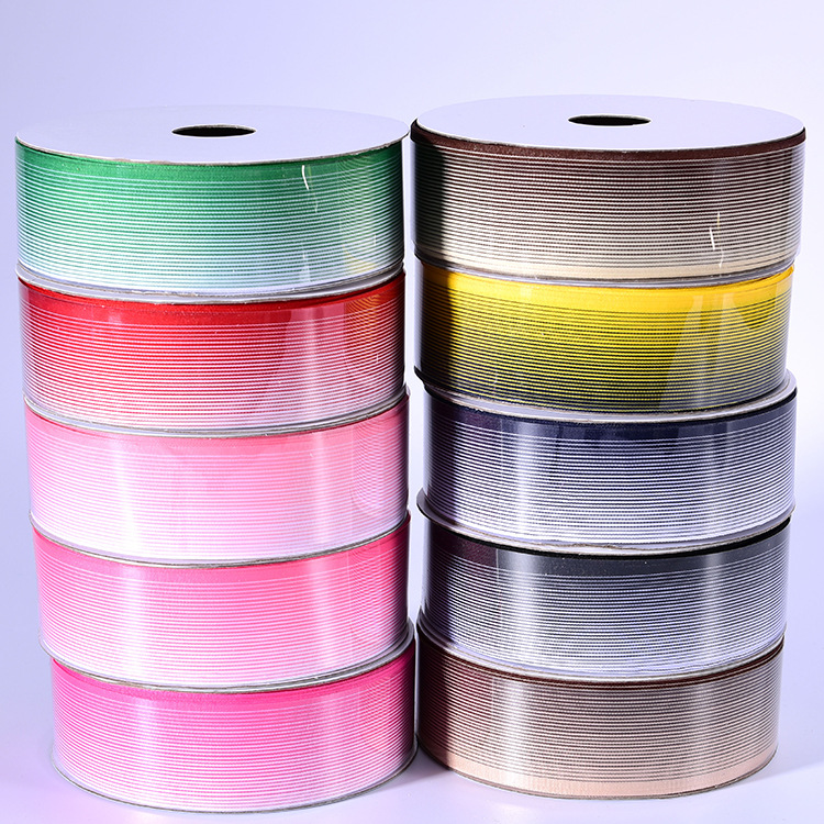 Yiwu Selection 12 min. 4.0cm gradual jacquard woven ribbon handle flexible wedding ribbon wholesale New Year gift box packing -1006/41309 thumbnail