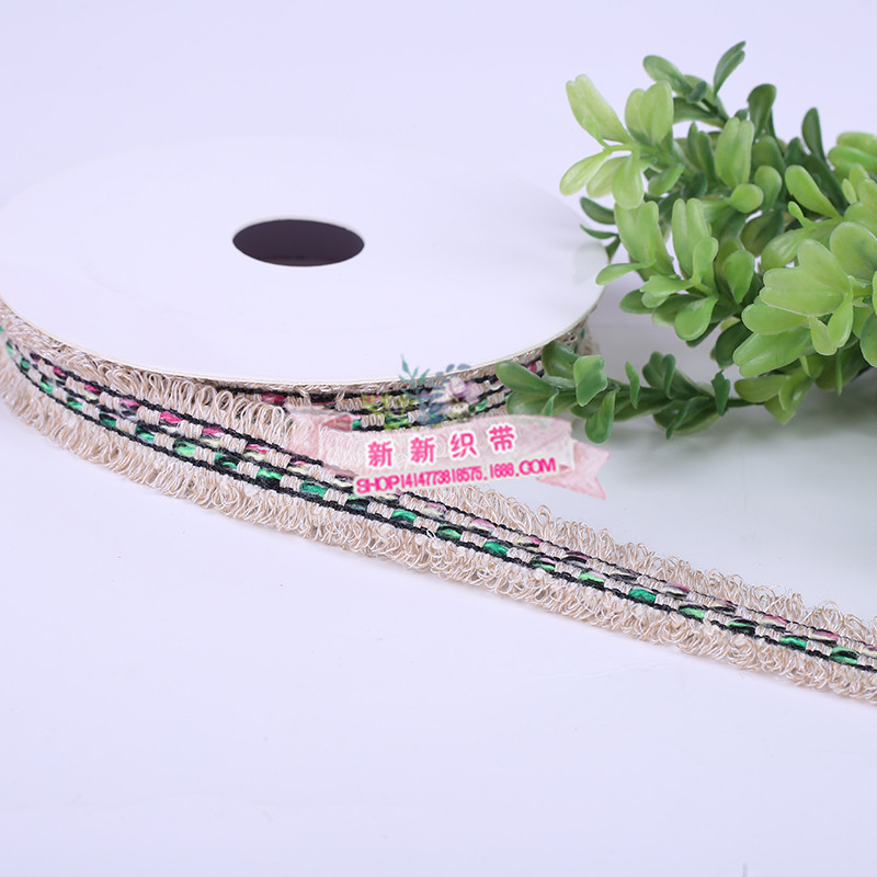 Yiwu quality webbing with fringed edges, polyester filament, small chanel-style lace webbing, ethnic tassels, clothing and curtain lace -1006/41296 undefined