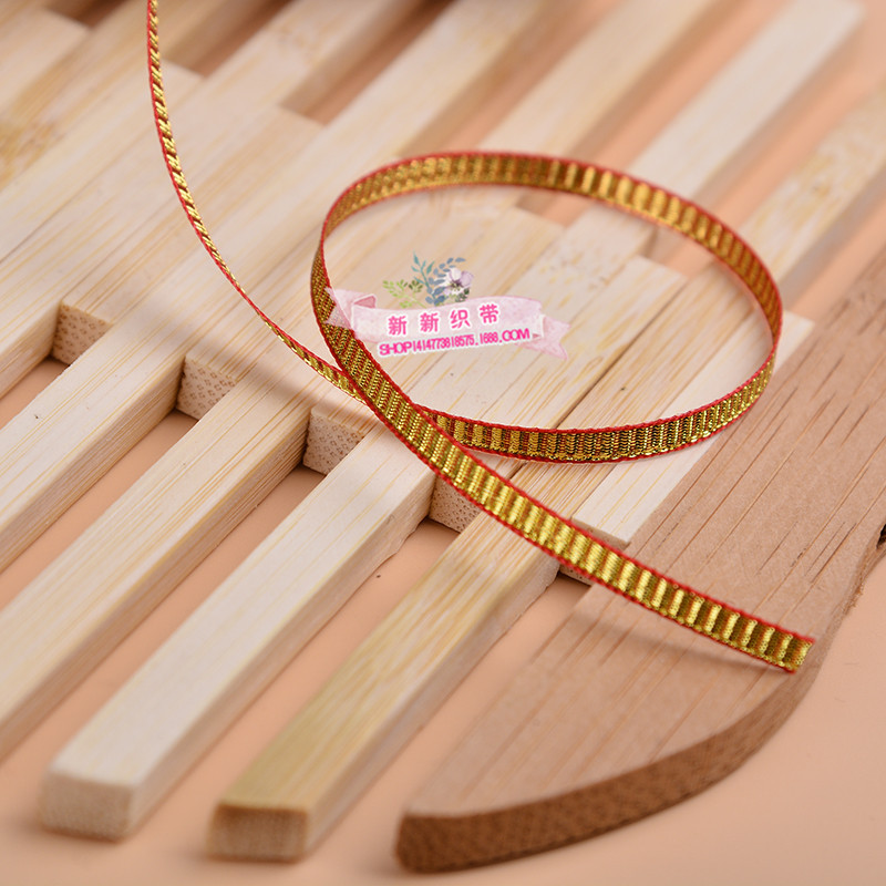 Yiwu quality new woven tape, gold thread, striped ribbon, hair accessory diy, bow material, gold-embossed horizontal striped ribbon factory wholesale -1006/41296 undefined