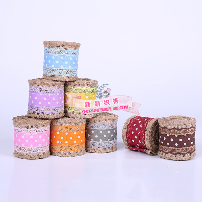 义乌好货 麻绳花边色织麻绳工艺礼品包装鲜花捆绑包装带 色织织带饰DIY配件-1006/41296