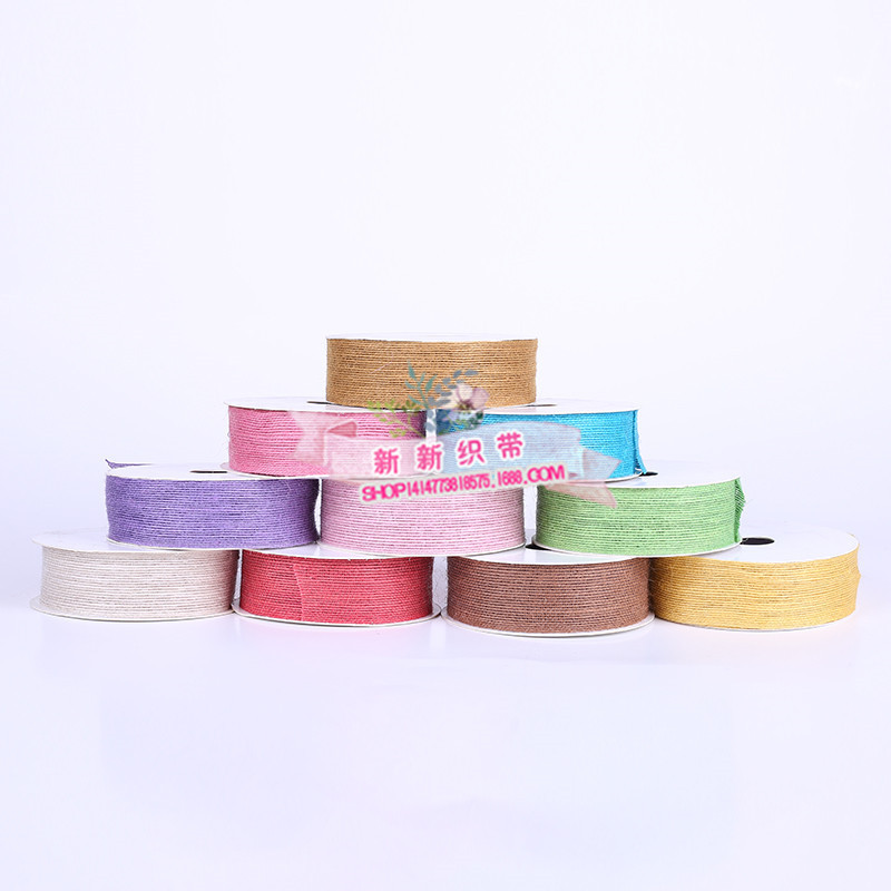 Yiwu quality colored woven hemp rope DIY Craft Decorative hemp cloth roll Lace hemp Rope Roll Ribbon Webbing -1006/41296 details Picture