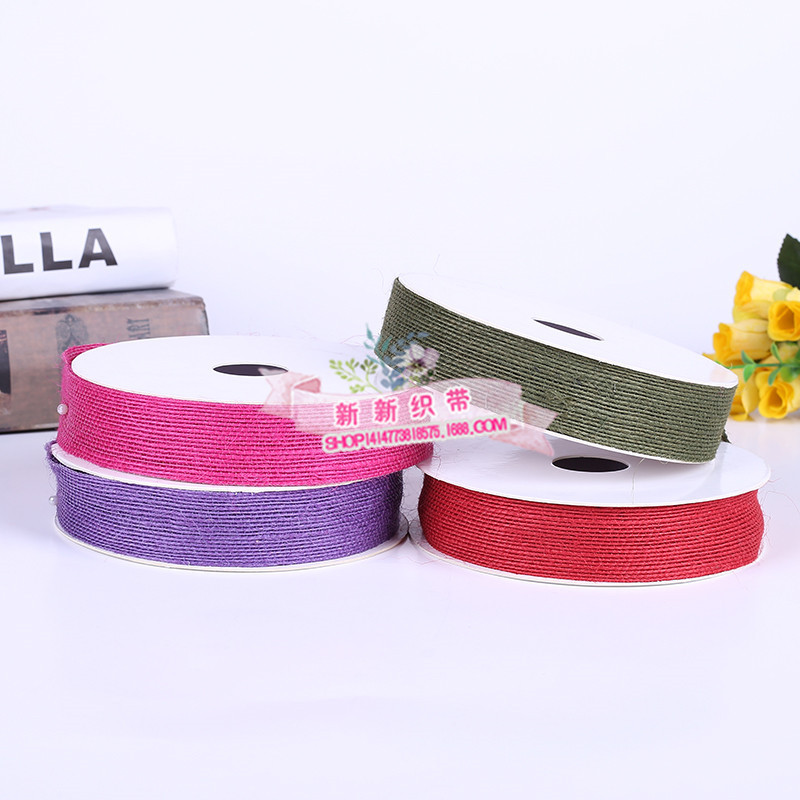 Yiwu quality colored woven hemp rope DIY Craft Decorative hemp cloth roll Lace hemp Rope Roll Ribbon Webbing -1006/41296 Item Picture