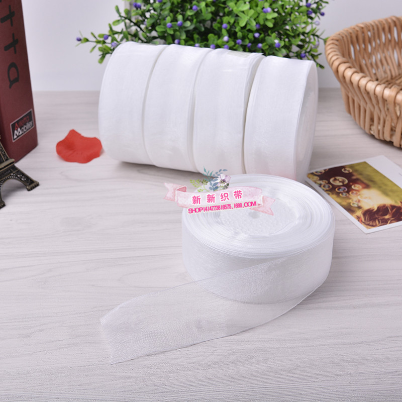 Yiwu Quality Snow Ribbon in stock supply: 2.5cm gold edge wide edge ribbon wedding decoration DIY gift packaging ribbon -1006/41296 Item Picture