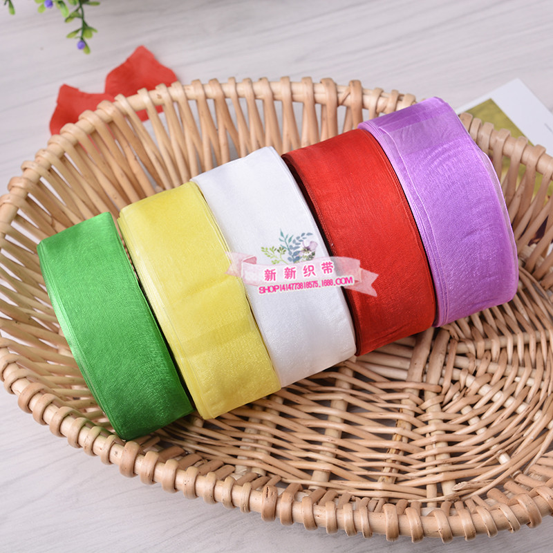 Yiwu Quality Snow Ribbon in stock supply: 2.5cm gold edge wide edge ribbon wedding decoration DIY gift packaging ribbon -1006/41296 undefined
