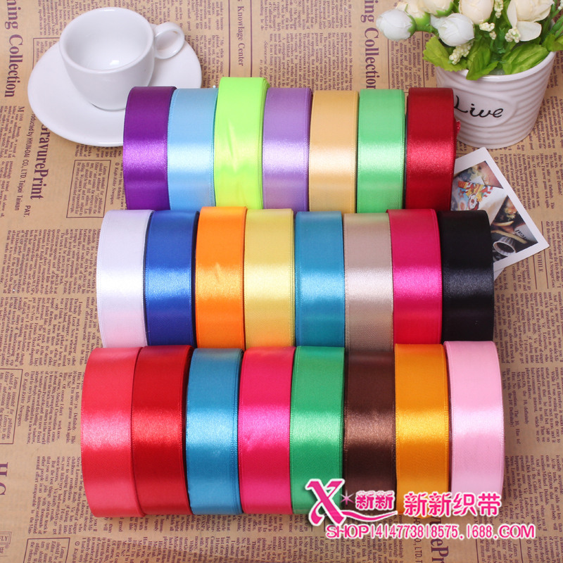 Yiwu quality goods: Colorful ribbons, satin ribbons, polyester webbing, silk ribbons, rolled cakes, gifts, decorations. 2.5cm wide ribbons, approximately 22 meters long -1006/41296
