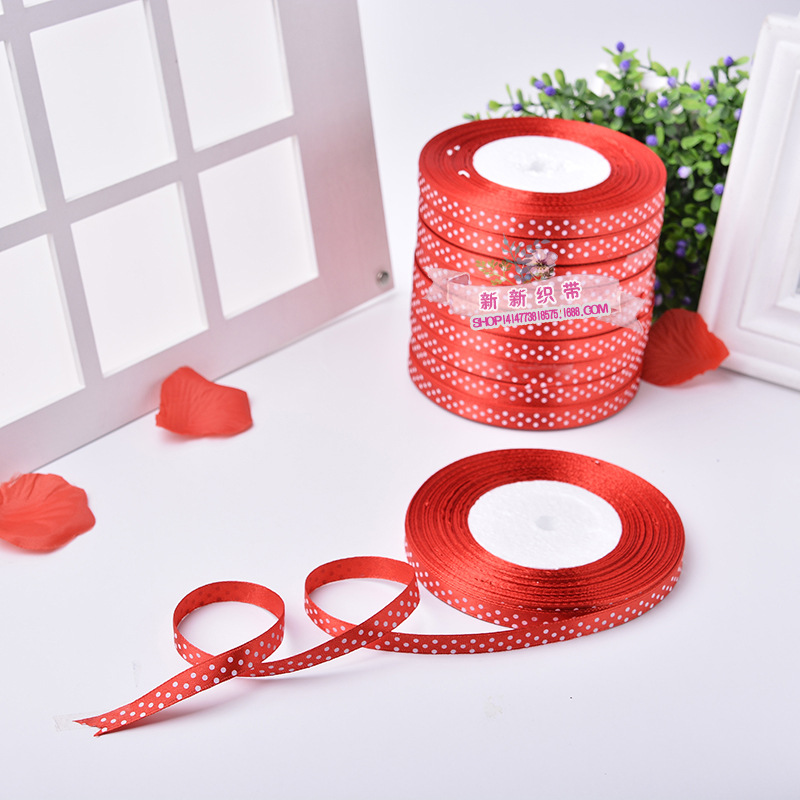 New 3-inch ribbon clothing and home textile gift box packaging ribbon roll printing dot wedding color ribbon from Yiwu Good Goods manufacturer -1006/41296 Application Scenario