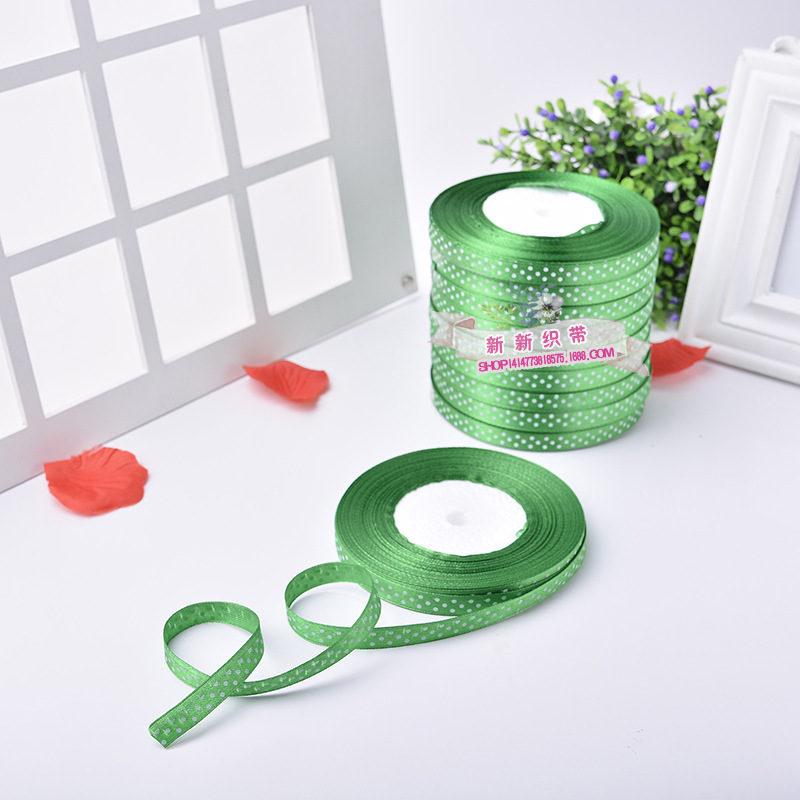 New 3-inch ribbon clothing and home textile gift box packaging ribbon roll printing dot wedding color ribbon from Yiwu Good Goods manufacturer -1006/41296 undefined