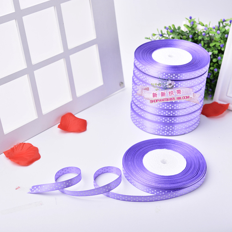 New 3-inch ribbon clothing and home textile gift box packaging ribbon roll printing dot wedding color ribbon from Yiwu Good Goods manufacturer -1006/41296 undefined