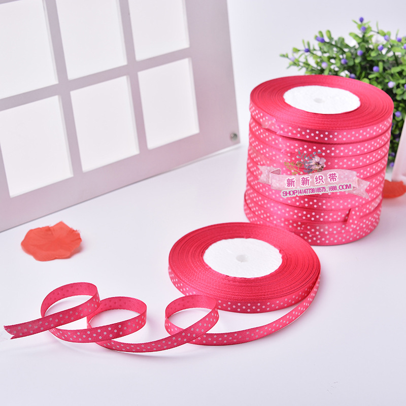 New 3-inch ribbon clothing and home textile gift box packaging ribbon roll printing dot wedding color ribbon from Yiwu Good Goods manufacturer -1006/41296 Item Picture