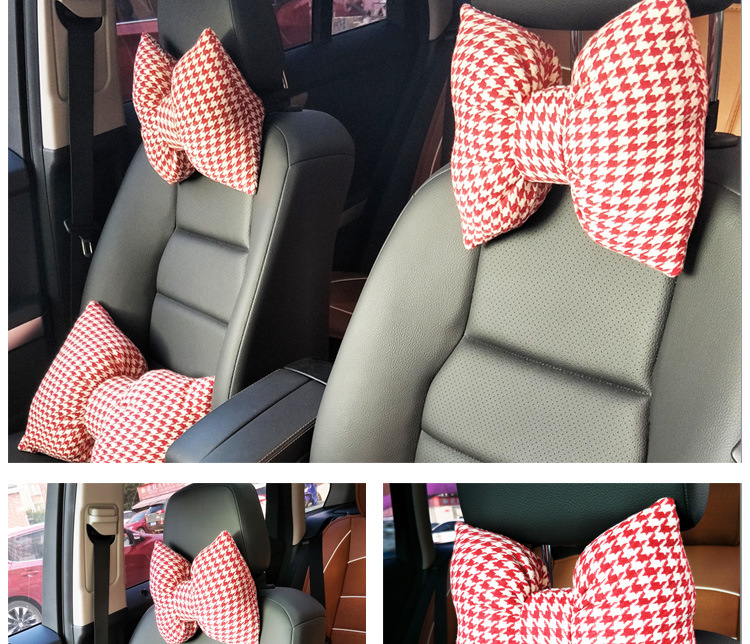 Yiwu Quality Bow headrest Lumbar Support set, Car lumbar support, Thousand Bird Checkered, Ba Bao Checkered lumbar support, suitable for all seasons -1007/68855