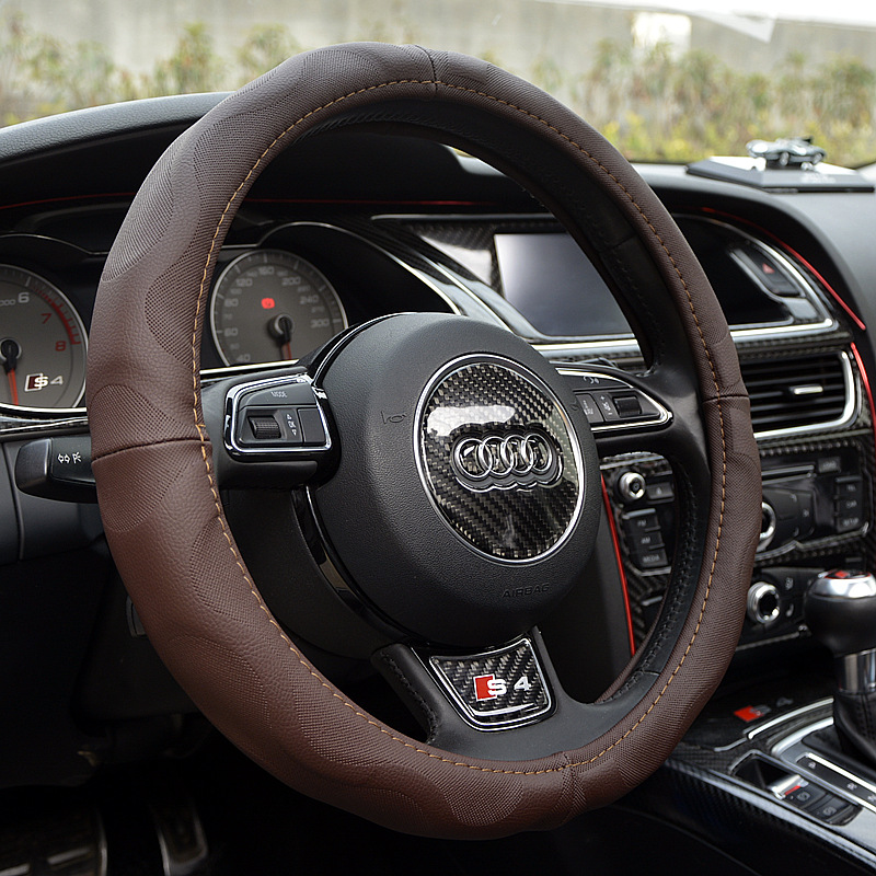 义乌好货 汽车真皮方向盘套四季把套透气全打孔防滑舒适把套代发-1007/68949