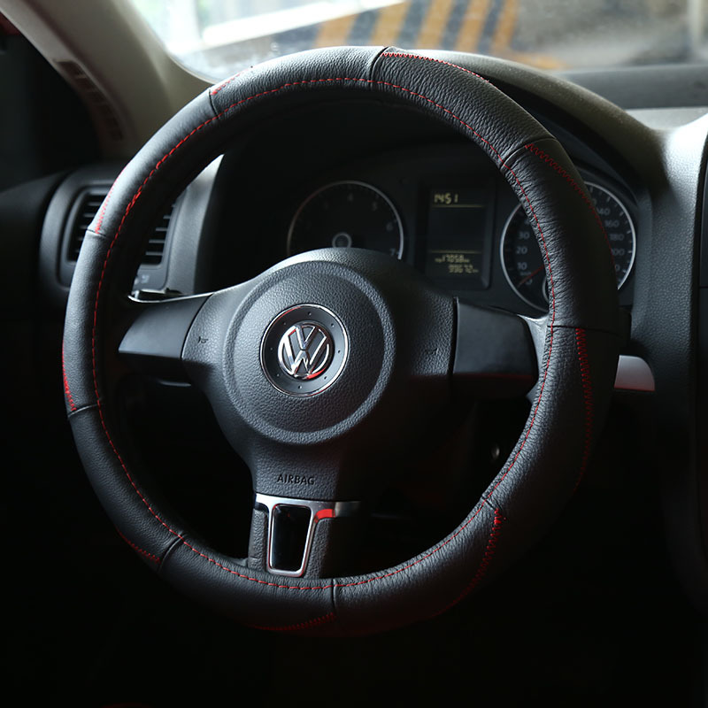 Yiwu quality goods factory direct sales Best-selling fashionable genuine leather car steering wheel covers, breathable and anti-slip, all-season universal handlebar covers customized -1007/69135