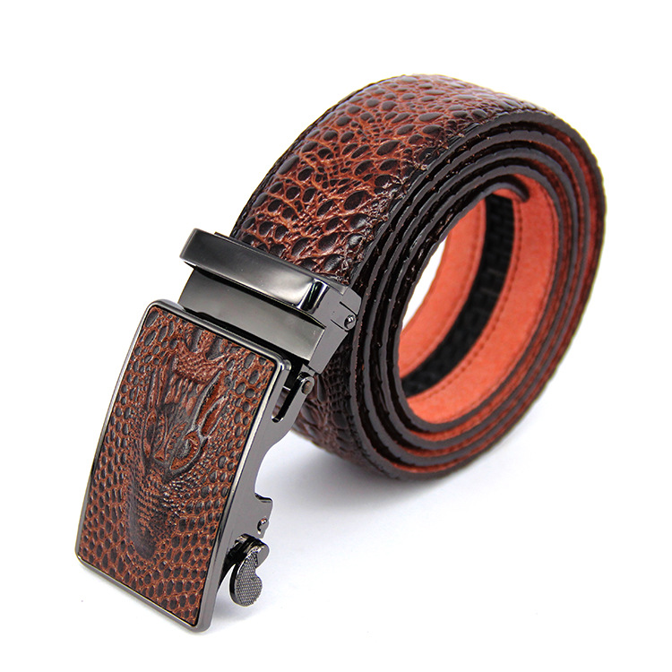Yiwu Good Leather Belt Men's Imitation Retro Crocodile Belt Personality Business Fashion Automatic Buckle Leather Belt Buckle Waistband Custom -1006/45800 Item Picture