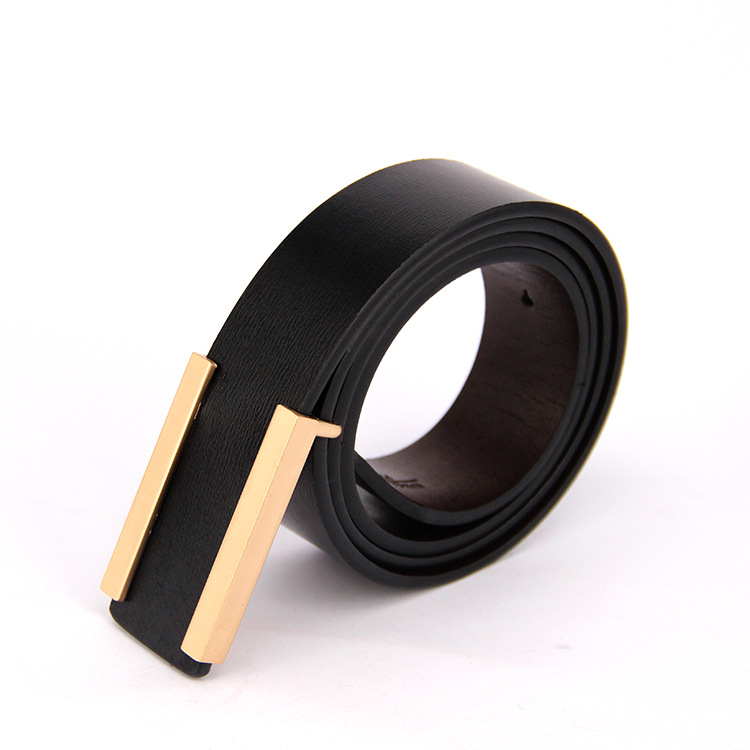 Yiwu Good Goods 2018 Men's Leather Belt Smooth Buckle Belt Fashion Casual Plate Buckle Belt Men A Hair -1006/45800 Item Picture