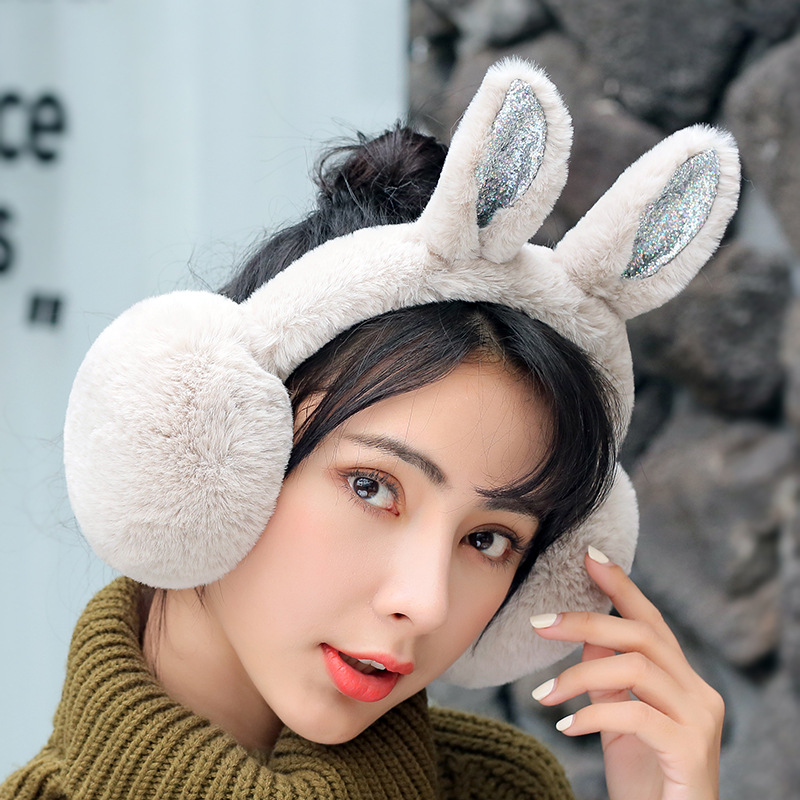 Yiwu Quality Korean version Autumn and Winter warm ear cups for women, cartoon sequined cat warm and cold-proof plush ear warmth