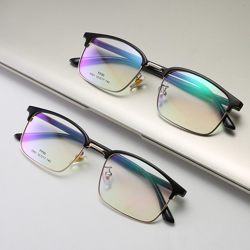 Men's TR90 frame light 100 tide flat light mirror men's half frame polygon frame can be matched with myopia