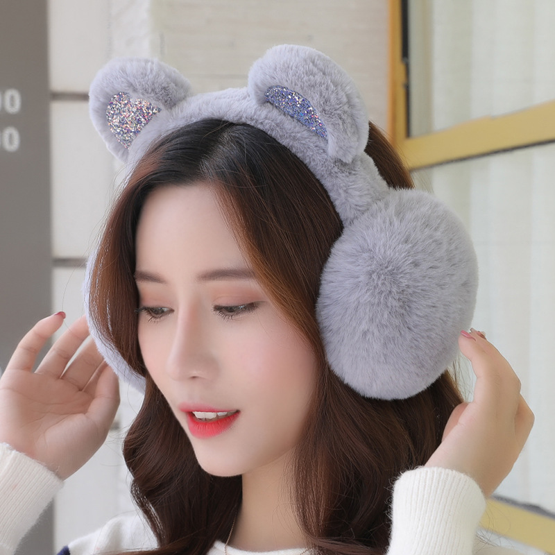 Yiwu quality Korean-style ear coverings for winter warmth, women's cute bear ear bags, plush ear warmth cartoon