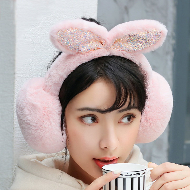 Yiwu quality winter ear muffs, warm ear covers, women's sequined cat ear bags, cute ear protection, warm and cold-proof