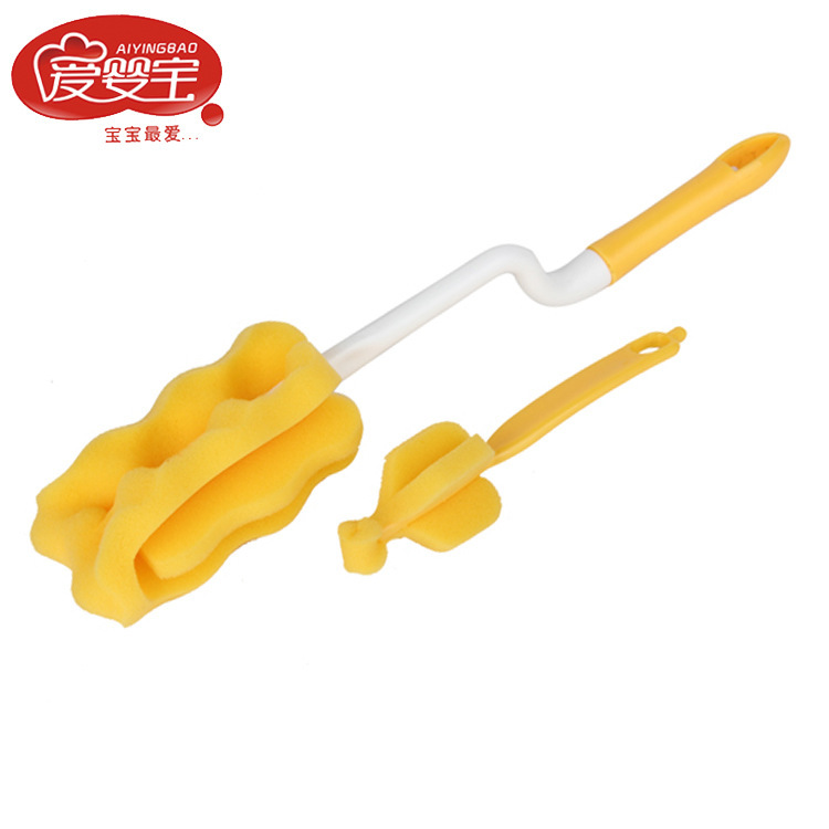 义乌好货 爱婴宝母婴用品 长柄全海绵奶瓶刷+奶嘴刷 360度旋转婴儿奶瓶刷-1006/35215