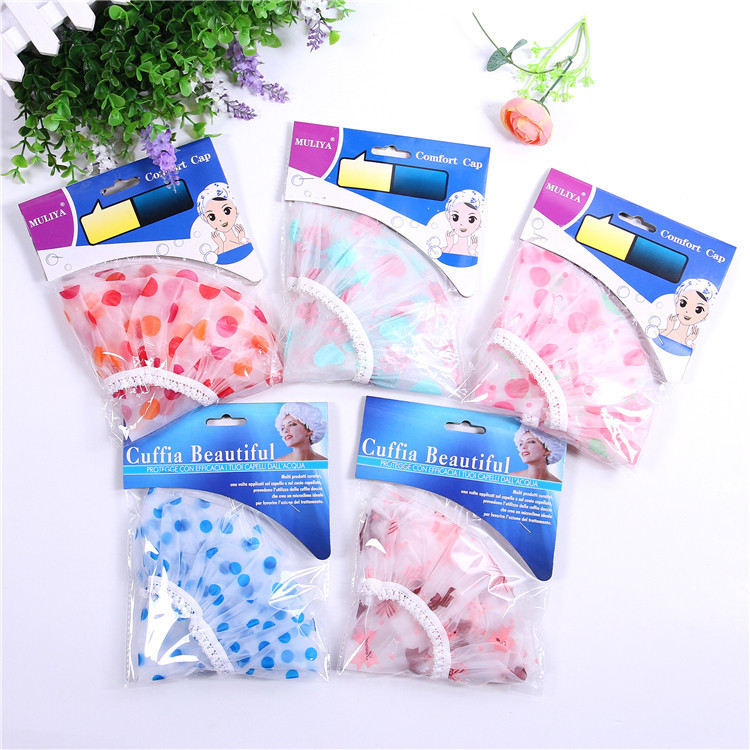 义乌好货 厂家直销热卖 环保EVA浴帽 环保材质 混款混色 家居洗澡必备-1006/35800白底实物图