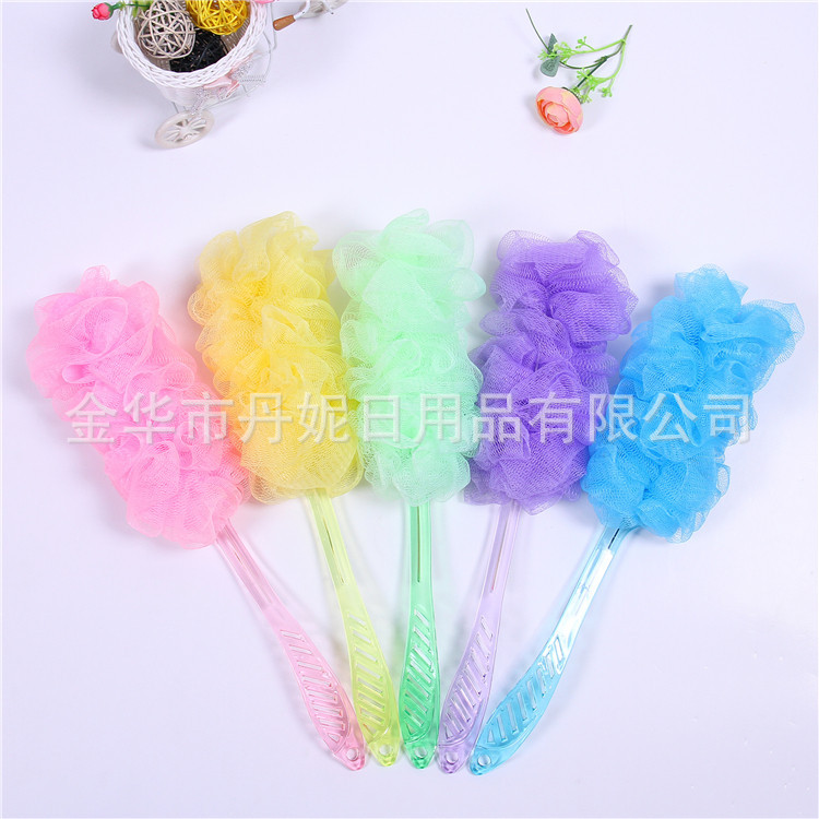 义乌好货 厂家直销 热卖 一色浴擦 手柄沐浴花 搓背神器 泡沫丰富环保PE材-1006/35800