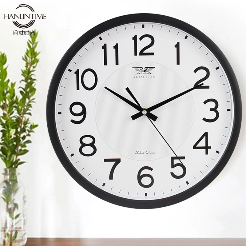 Yiwu Selection Eagle brand wall clock home atmosphere light luxury decoration 14 inch round silent scanning wall clock qing Installed -1003/18505
