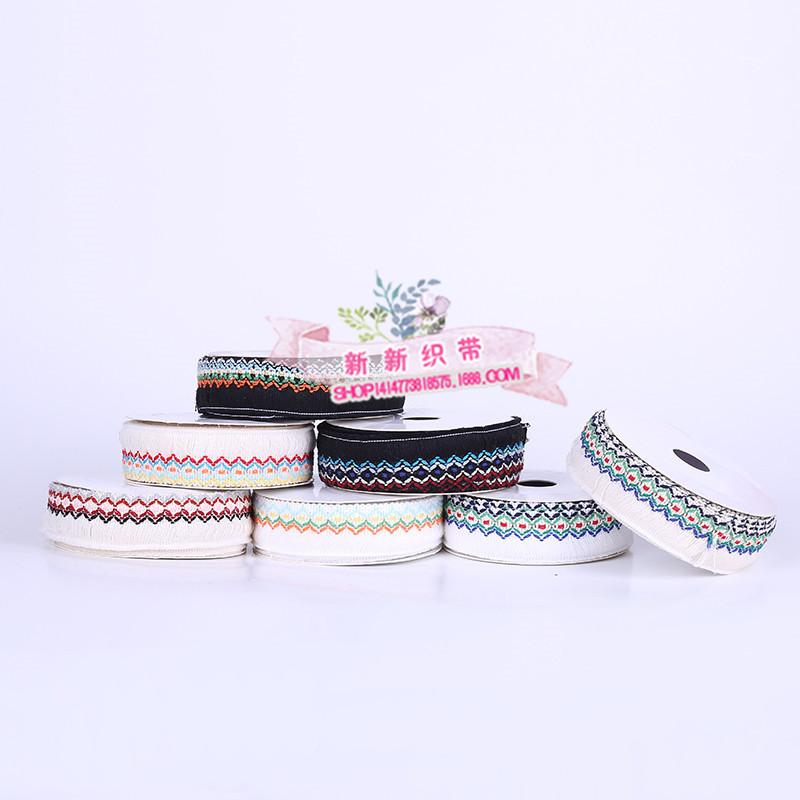 Yiwu Quality Ethnic Style Lace Color Computer Embroidery barcode Lace clothing accessories Jacquard webbing -1006/41296