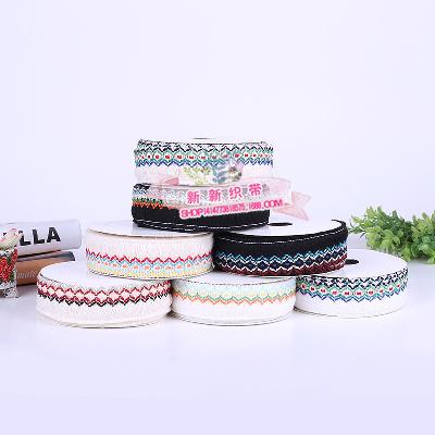 Yiwu Quality Ethnic Style Lace Color Computer Embroidery barcode Lace clothing accessories Jacquard webbing -1006/41296 Specification image
