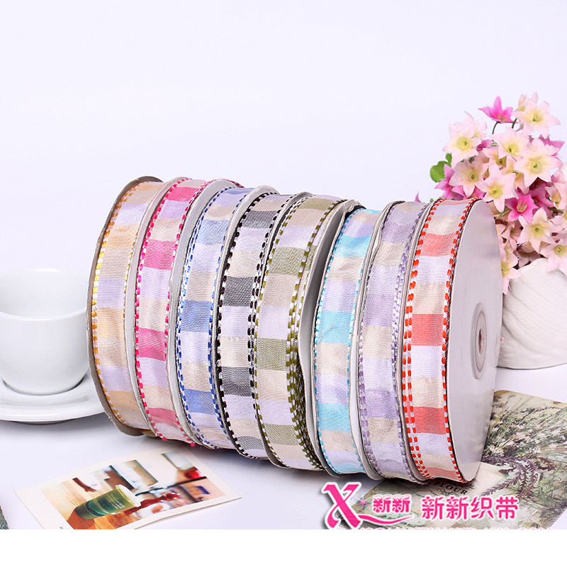 义乌好货 色彩缤纷的格子带 专业高品质格子涤纶织带 礼品圣诞彩带 批发-1006/41296