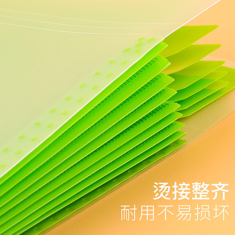 义乌好货 A4风琴包文件夹多层学生用插页试卷夹收纳册小清新资料收纳袋批发-1004/23919白底实物图