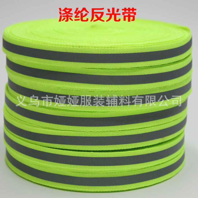 Yiwu Good Goods Spot Direct Selling Polyester Reflective Warning Belt Isolation Belt High Light Sanitation Work Clothes Fluorescent Green Can Be Customized -1007/70721