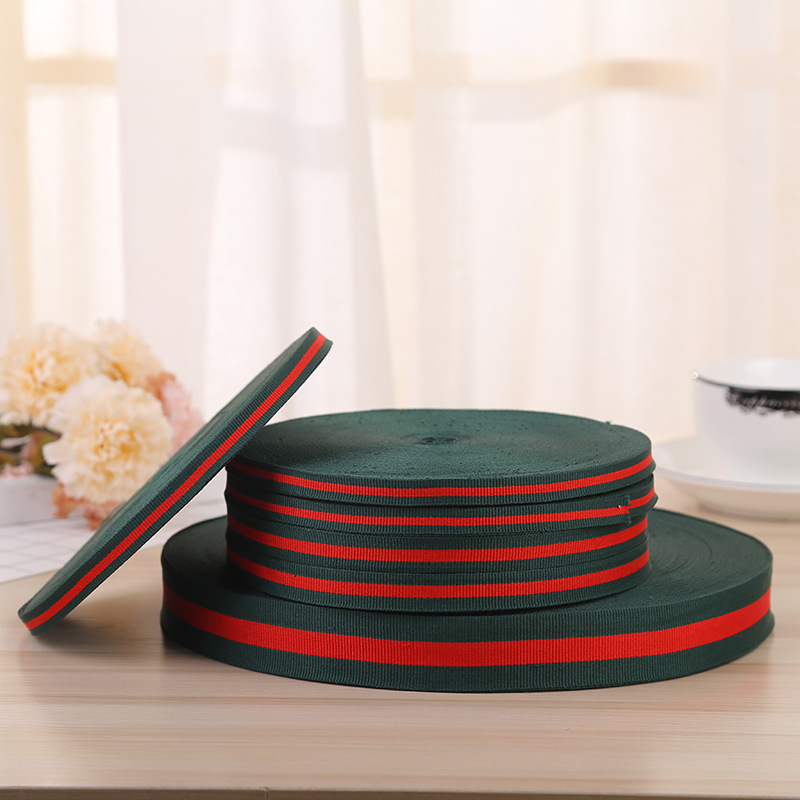 Yiwu Good Goods 2018 New Two-Color Striped Ribbon Color Polyester Binding Cloth Clothing Bags Elastic Band Manufacturers Wholesale -1007/70721 Specification drawing