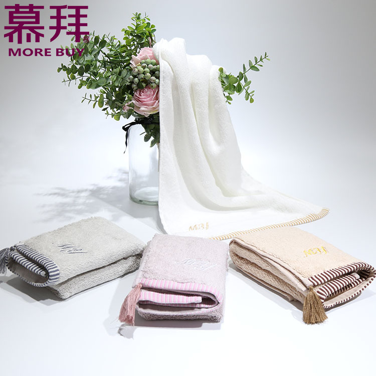 Yiwu Selection manufacturer direct selling letter embroidery four color tassel towel pure cotton gift towel face towel -1006/42025 thumbnail