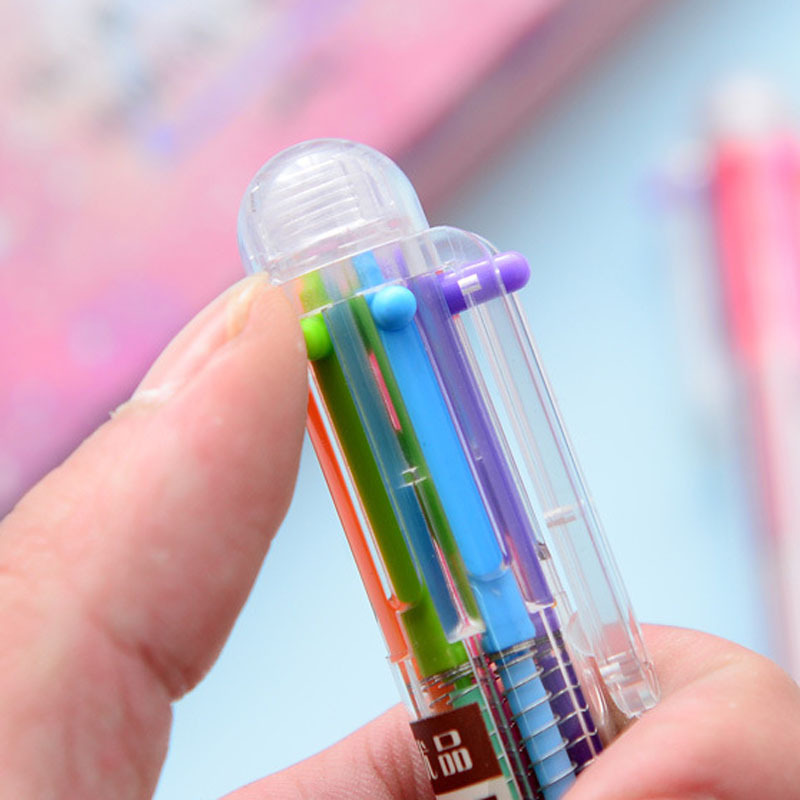 Xinxin Culture Office Learning Stationery Writing Tools Ballpoint Pen Creative Korean Stationery Fresh Transparent Pen Multi-Color Press Color 6-Color Ballpoint Pen undefined