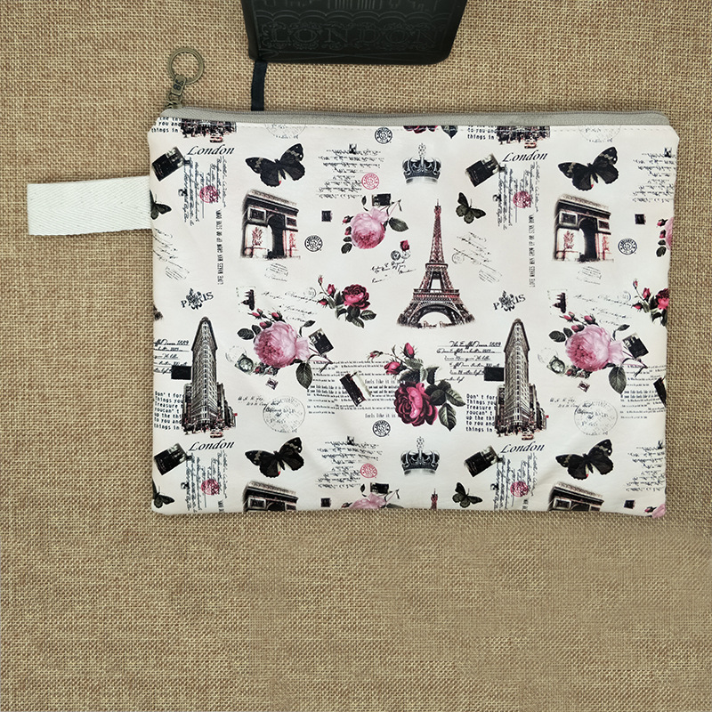 布禾初厂家直销 韩版印花小清新文件收纳袋 复古玫瑰铁塔ipad手提文件袋