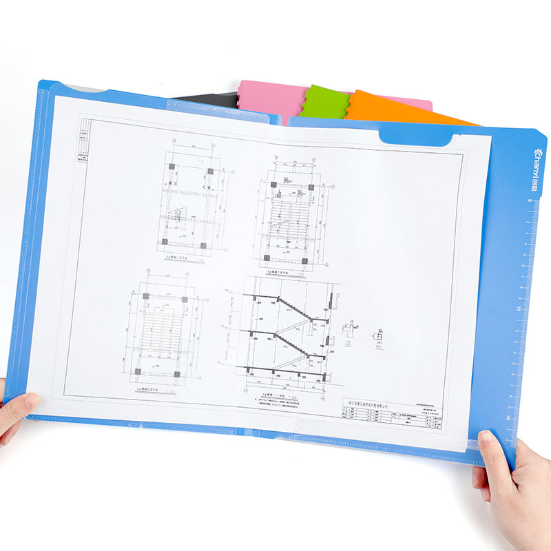 义乌好货 创易多功能文件夹透明多层加厚L型单片夹办公用品写字垫板CY5750-1004/23919白底实物图