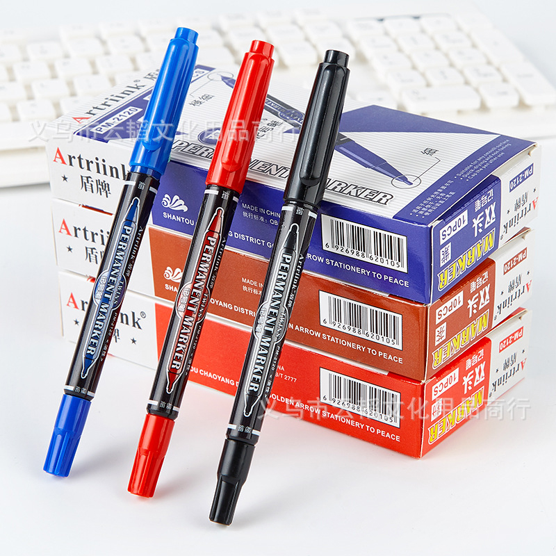 Yiwu Selection Yuntao stationery manufacturer straight shield marker pen big double head 12 color row oily marker marker marker marker poster pen -1004/22253
