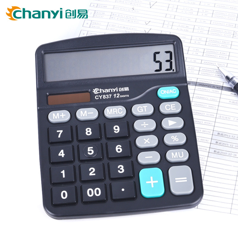 义乌好货 创易办公用品财务学生双电源计算器太阳能电池两用12位计算机批发-1004/23919详情图6