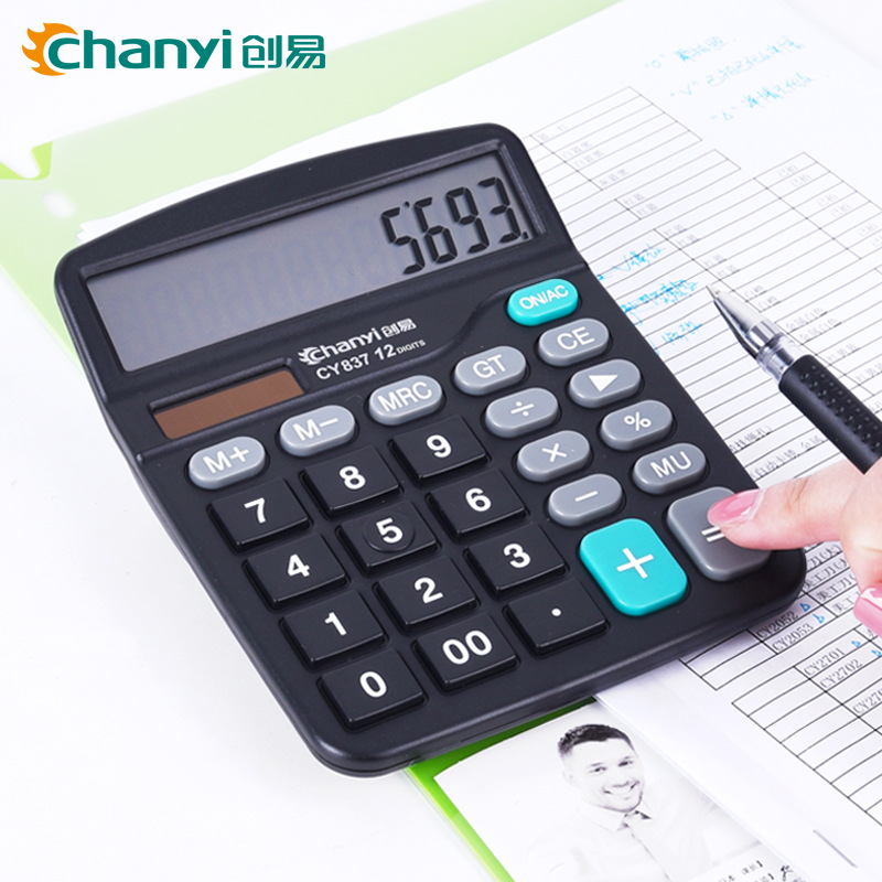 义乌好货 创易办公用品财务学生双电源计算器太阳能电池两用12位计算机批发-1004/23919详情图7