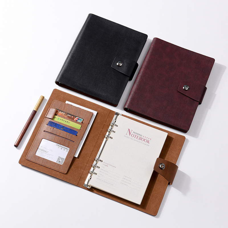 义乌好货 厂家商务复古活页本A5办公记事本6孔夹子皮面智能笔记本定制LOGO-1004/23928图
