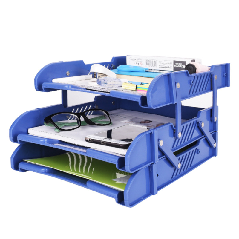 义乌好货 创易桌面办公文件盘塑料横式a4文件架3层文件管理收纳架资料架子-1004/23919详情图7